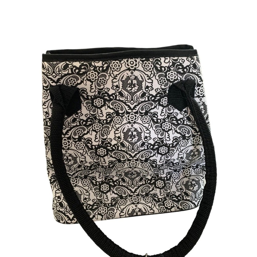 Fit & Fresh Insulated Lunch Bag Black White Design Handle Tote Inside Pocket